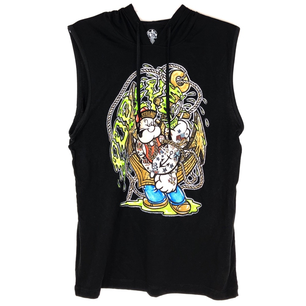 POPEYE SLEEVLESS HOODIE WITH DRAWSTRING